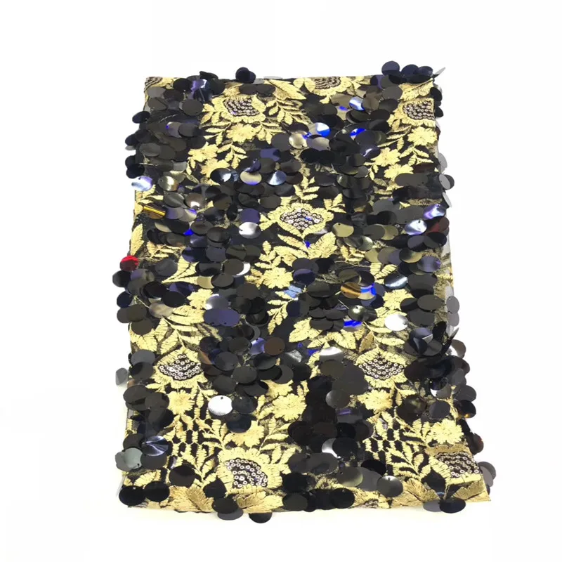 

Black/Yellow High Quality African Lace Fabric Embroidered Tulle French Lace 2019 Nigeria Party Large Sequin Lace Fabric X1492