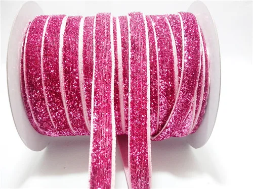 Ribbon Decoration Ribbon Supplies Velvet Ribbon 50 yards 48colors Sparkle Glitter metallic Velvet ribbon Headband Clips Bow wedding decoration party decor DIY 3/8" width 10mm