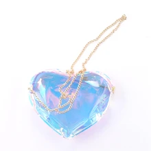 Sac прозрачный Femme в форме сердца Желе Shoulerbag роскошная сумка женский красочный лазер мини голографический клатч модный стильный