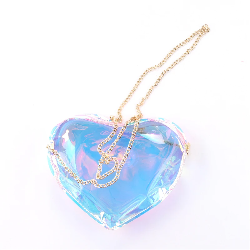 

Sac Transparent Femme Heart Shaped Jelly Shoulerbag Luxury Bag Women Colorful Laser Mini Holographic Clutch Fashion New Classy