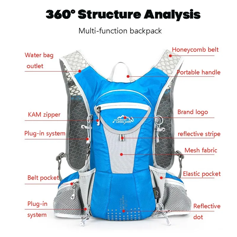 12L ركوب الدراجات حقيبة ظهر هيدراتية المحمولة الرياضات المائية أكياس الدراجات على ظهره في الهواء الطلق تسلق التخييم المشي دراجة دراجة حقيبة