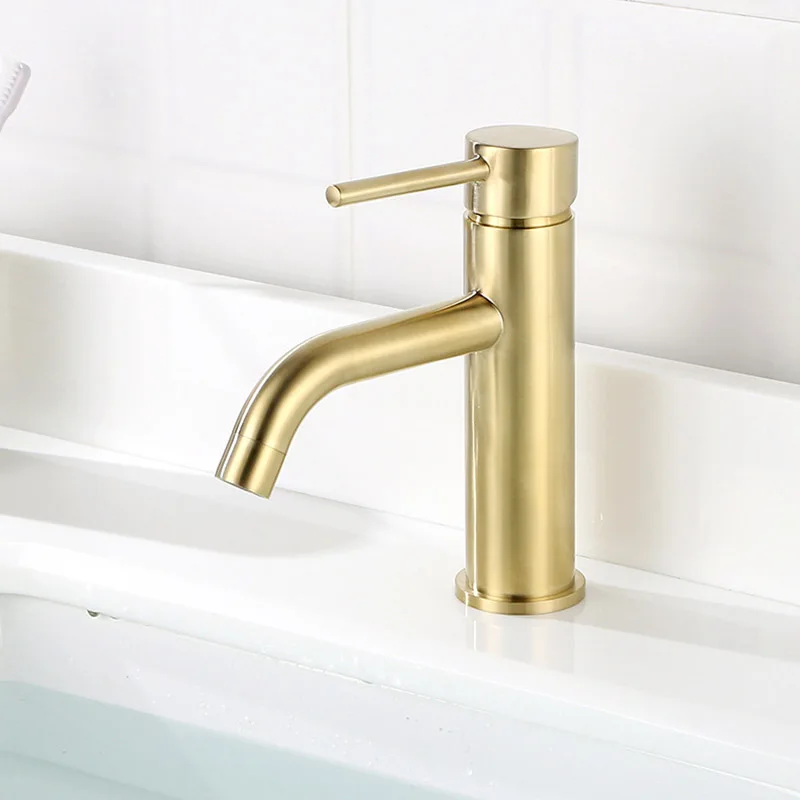 Rose Gold Brass Bathroom Basin Faucet Single Handle Deck Mounted Hot And Cold Bathroom Sink Water Mixer Tap