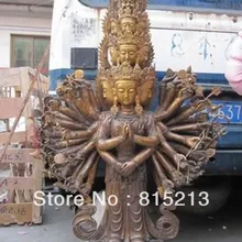 Bi00115 Искусства Статуя Старый Бронза Медь Одиннадцать лицом Авалокитешвара Кван юн Гуаньинь Будды
