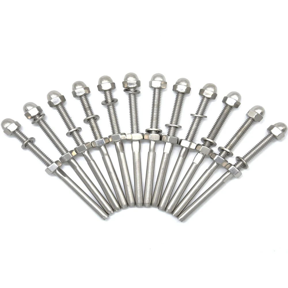 

(12-PACK) Stainless Threaded Terminal Stud End Fitting for 1/8 Cable Deck Railing Hand Swage T316 Marine Grade