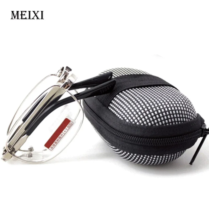 

Foldable 818 Men Women Reading Glasses zipper Case with Belt Clip Presbyopic Unisex Eyewear +1.0+1.5+2.0+2.5+3.0+3.5 +4.0