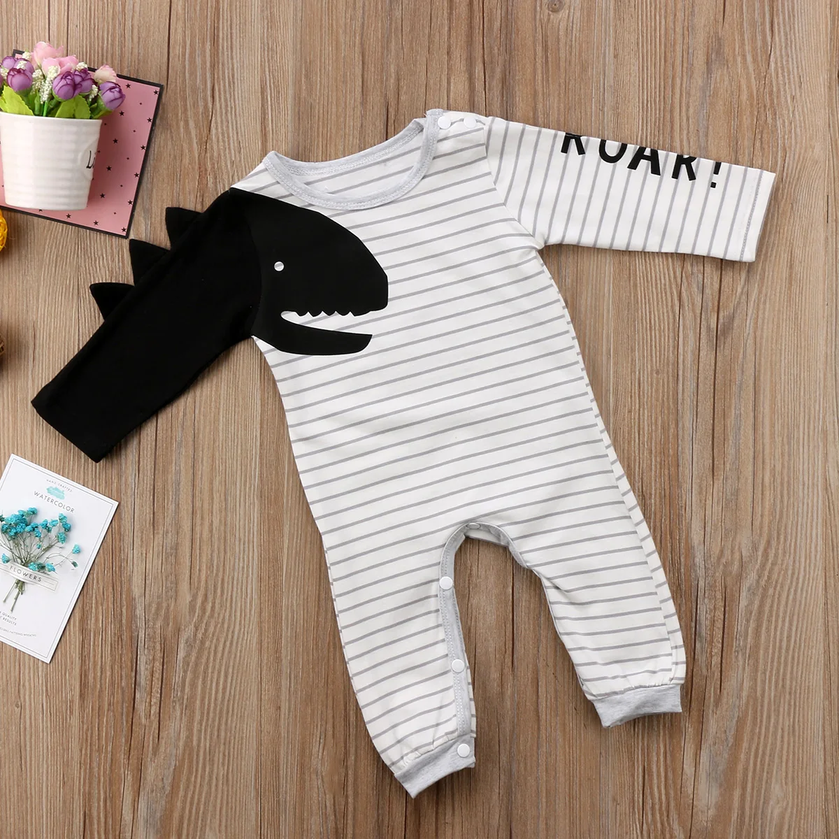 0-2years الوليد كيد طفل رضيع الفتيات ملابس الكرتون 3d الديناصور مخطط رومبير القطن بذلة الرضع طفل زي عيد 0-2years الوليد كيد طفل رضيع الفتيات ملابس الكرتون 3d الديناصور مخطط رومبير القطن بذلة الرضع طفل زي عيد