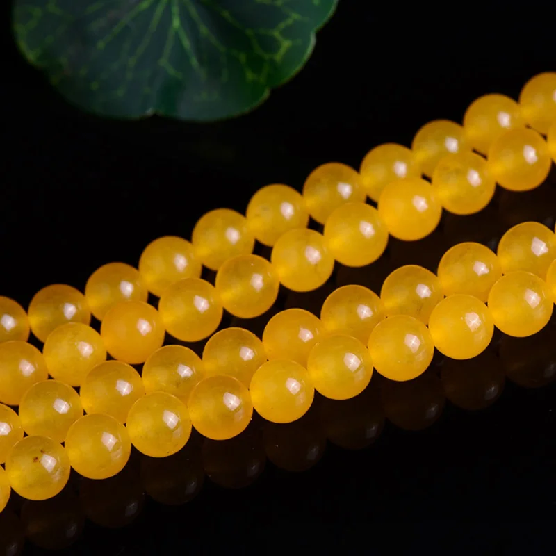 Гладкий натуральный камень, желтый халцедон кристалл кварца камень круглые свободные разделительные бусины для самостоятельного изготовления ювелирных изделий ожерелье браслет