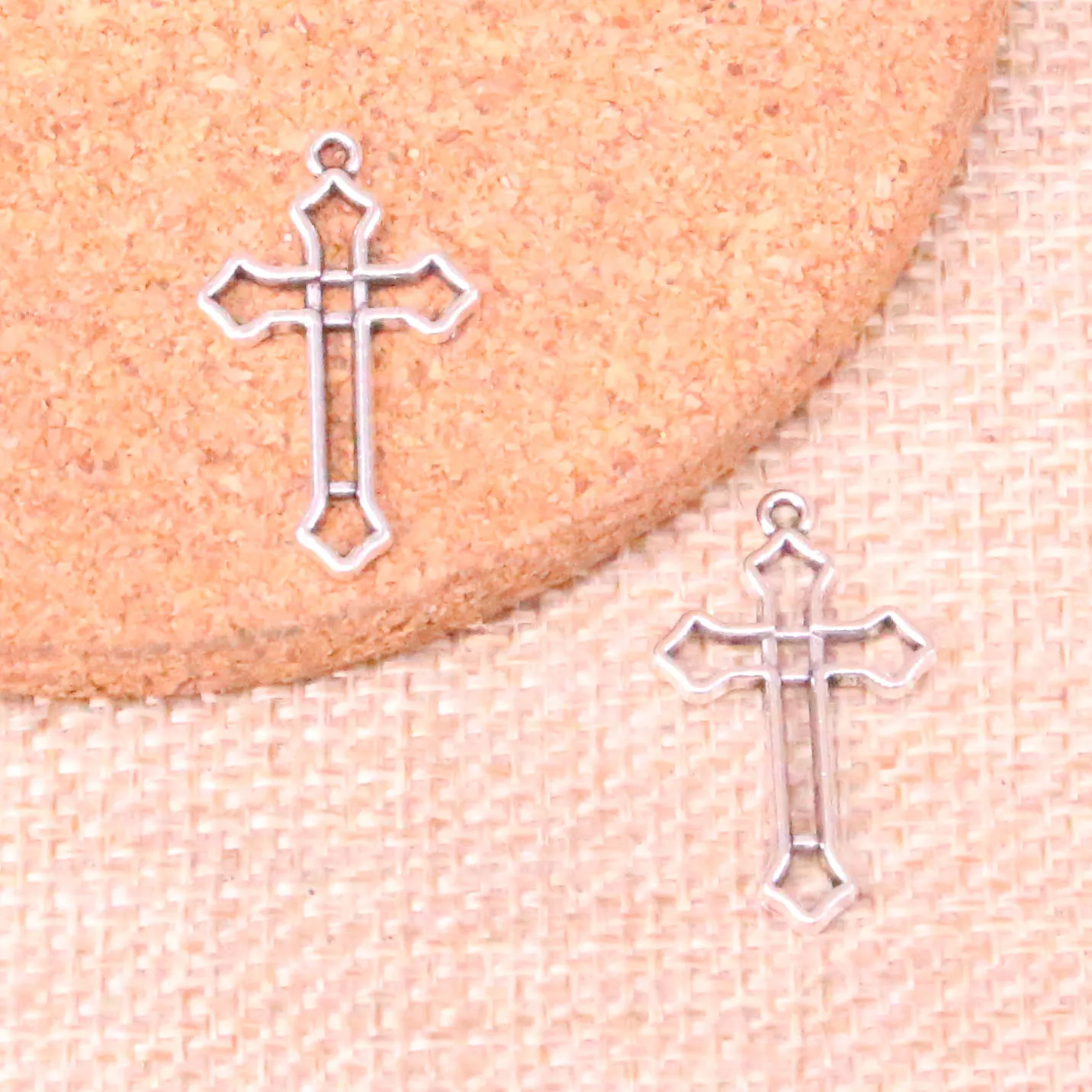 25Pcs Antique Silver hollow cross Charms Pendants For DIY Jewelry Bracelet 25*15mm |