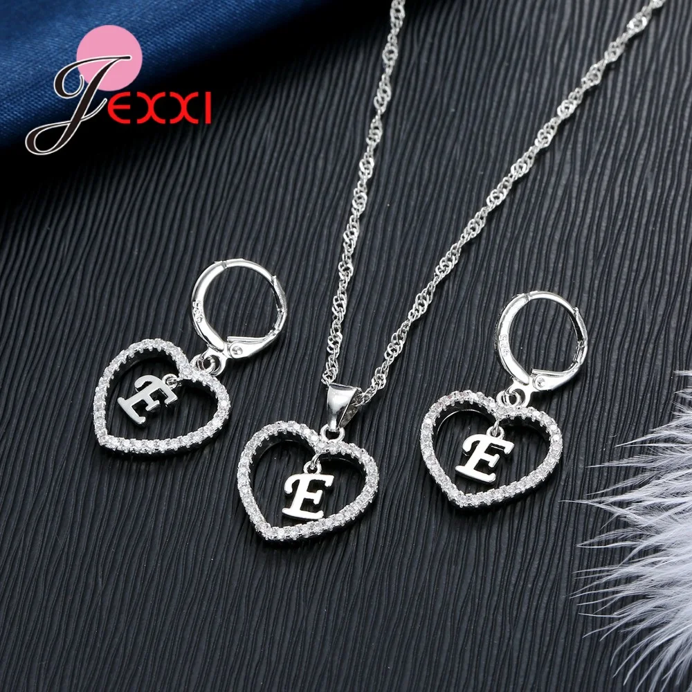 Женский ювелирный комплект из серебра 925 пробы 26 цветов|heart jewelry sets|necklace earring925 sterling