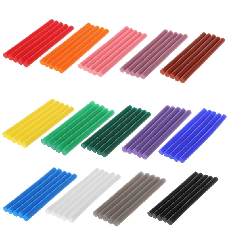 5pcs Hot Melt Glue Stick Colorful 7x100mm Adhesive For DIY Craft Toy Repair Tool 1pc 7mm 200mm glue stick adhesive for hot melt heating glue gun craft electric diy repairs tool glue stick tool woodworking