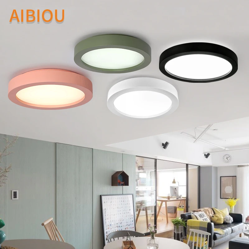 

AIBIOU Simple LED Ceiling Lights Modern Round Ceiling Lamp For Bedroom Kitchen Luminare Metal Frame Bedroom Lighting Fixtures
