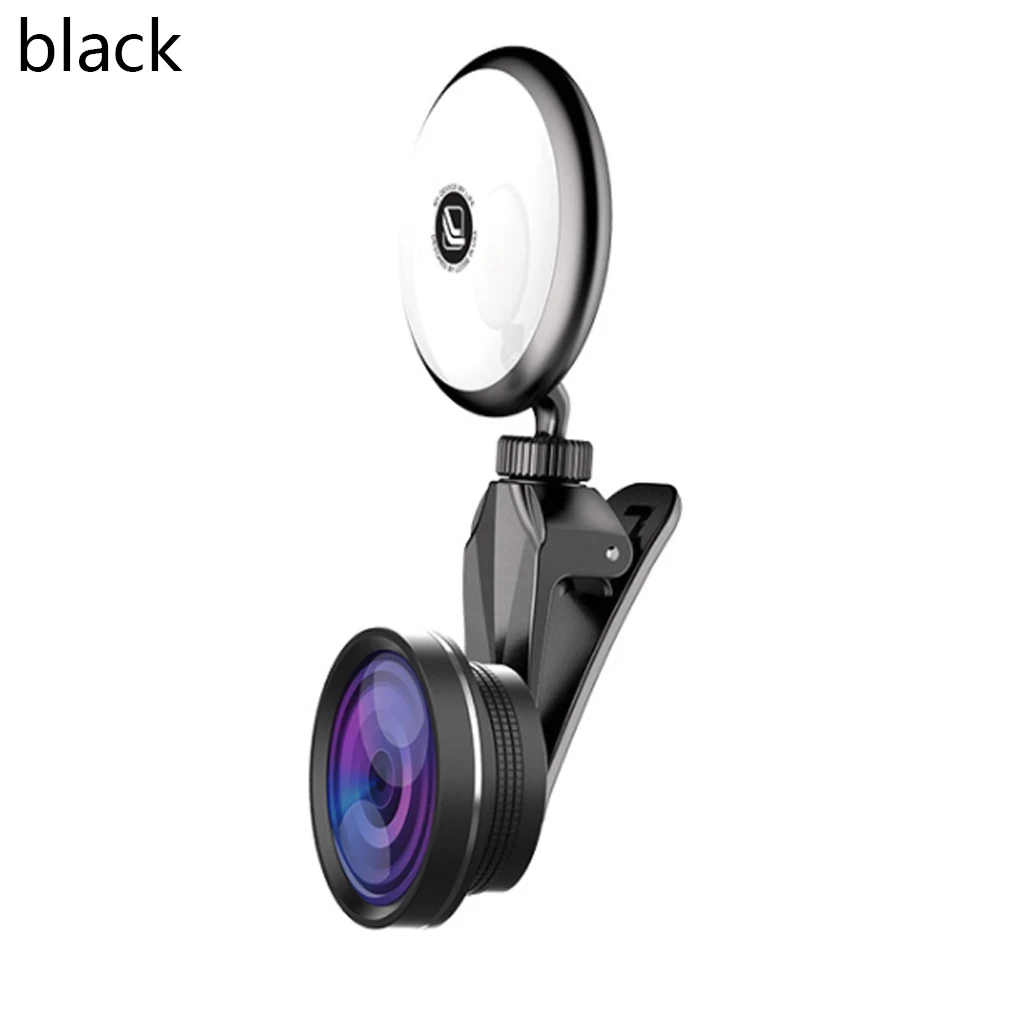 

Universal Selfie Ring Light with HD Fisheye Wide Angle Macro Lens Flash Led Camera Phone Photography Compatible for iPhone