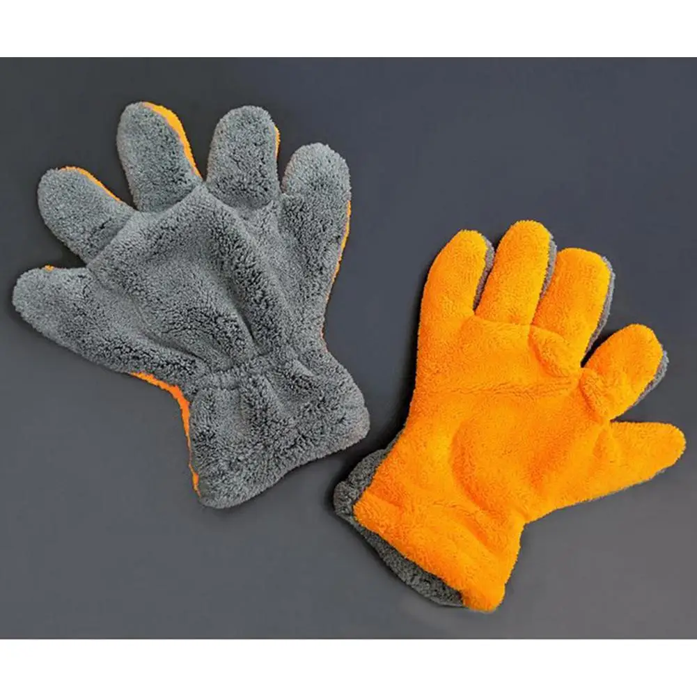 Двухсторонние коралловые флисовые перчатки с 5 пальцами многофункциональные чистящие перчатки
