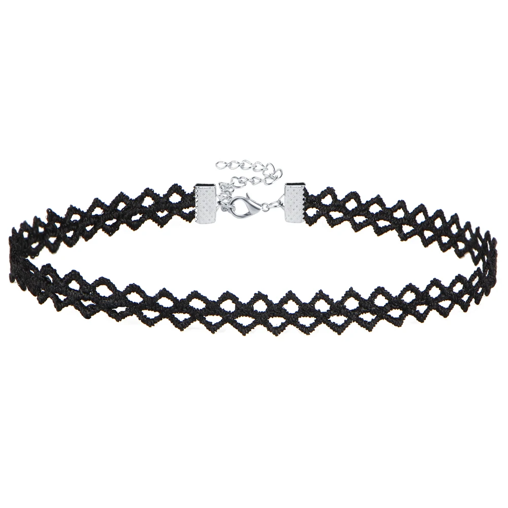 Женский комплект из колье и черного цвета в готическом стиле|gothic chokers|fashion chokerleather