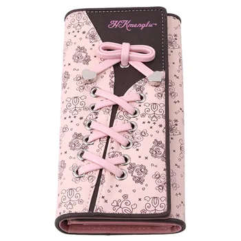 

PU Leather Shoelace Style Pocket Long Wallet Multi-functional Wallet Women Coin Purse Card Holders Clutch Female Wallets Purse