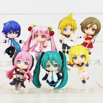 

New 7Pcs/lot 8cm HATSUNE MIKU Rin Len Ruka Kaito Meiko Anime PVC Figure toy