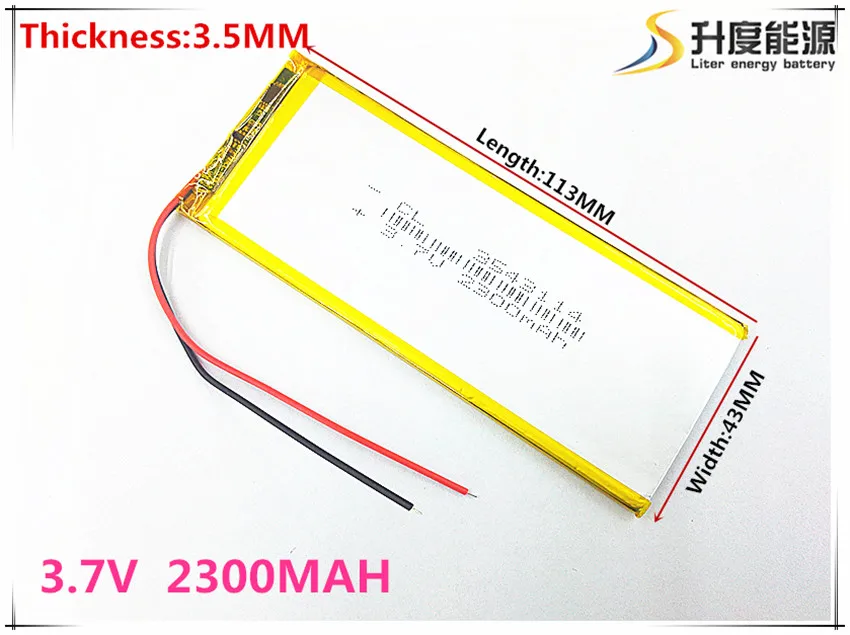 

1pcs/lot 3543113 3.7V 2300mah Lithium polymer Battery with Protection Board For PDA Tablet PCs Digital Products Free Shipping