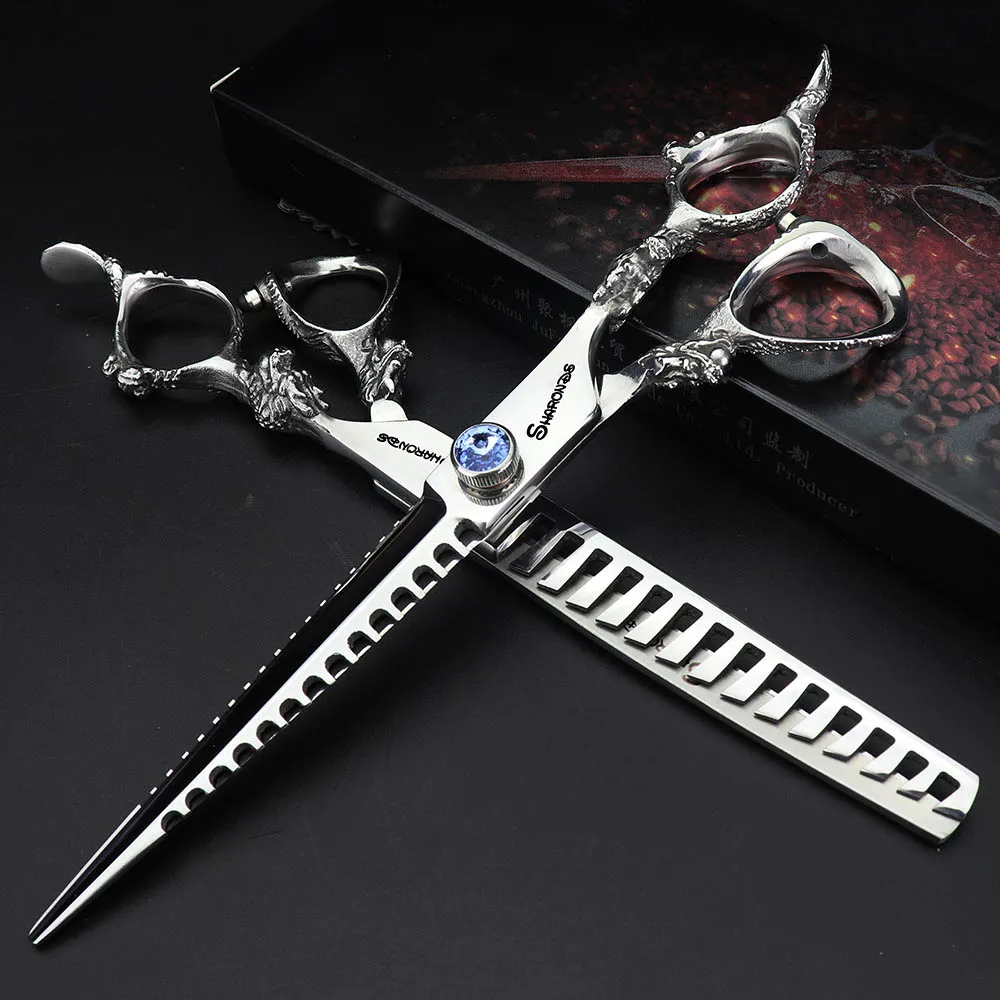 

7 inch Professional hair scissors barbershop hairdressing kit cutting shears thinning cliper berber makas barbearia tesoura