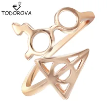 Todorova Wholesale Fashion Rings Female Lightning Scar Glasses Deathly Hallows for Women Girl Christmas Gift