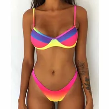 Women Rainbow Print Bikini Swimwear Sunflower Monokini Bikinis Set Bathing Suit Triangle Swimsuit underwire Bra Beachwear Summer Women Rainbow Print Bikini Swimwear Sunflower Monokini Bikinis Set Bathing Suit Triangle Swimsuit underwire Bra Beachwear Summer