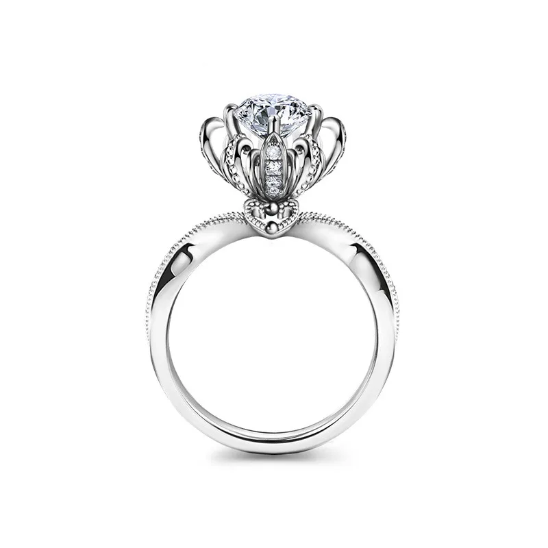 

high quality Brands Wish fountain bud Gao Tuo carat simulation Moissanite ring Woman's wedding propose Ring Free shipping