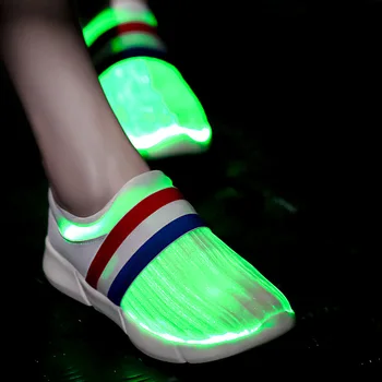 

Usb Recharging 7 Colors Flashing Fiber Optic Light Up Shoes Led Luminous Sneakers Glowing Boy Girl Led Slippers Women Running