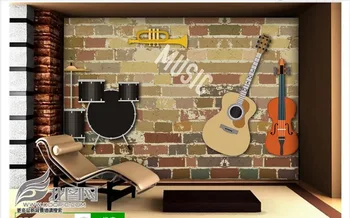 

Custom photo wallpaper for walls 3d murals wall paper Retro vintage rock music instrument broken wall papers home decor