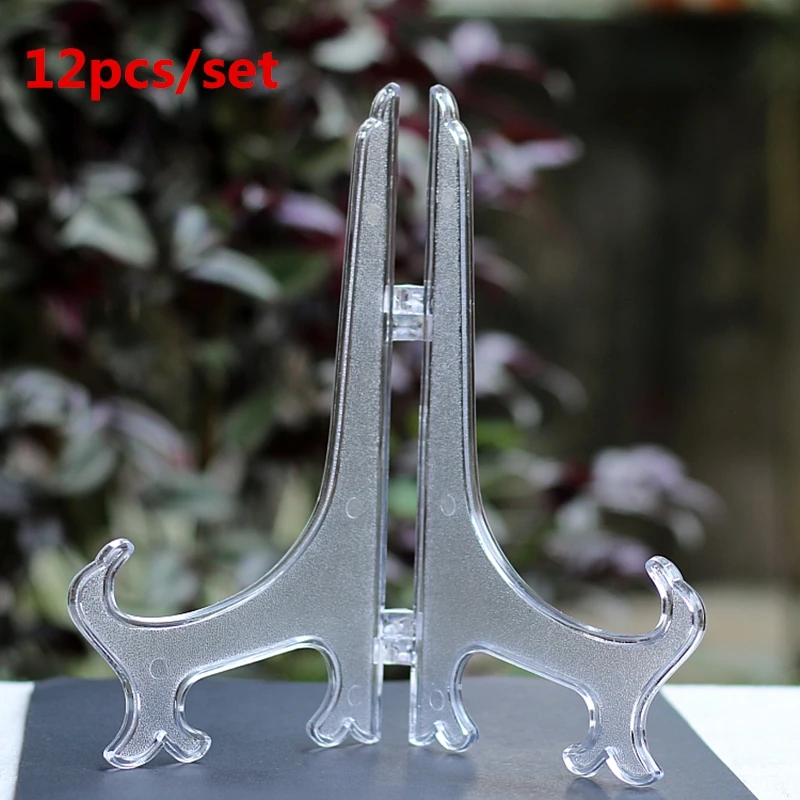 12Pcs Set Plastic Plate Holders Plastic Easels Display Dish font b Rack b font Picture Frame