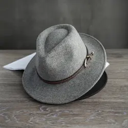 Оригинальный Для женщин Ретро Простой ремень джаз шляпа Структурированные шерсть мягкая фетровая шляпа для мужчин W фетровая шляпа размер