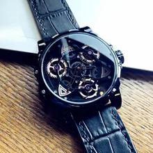 Cool Black Technology Men's Watch Top Brand Luxury Fashion Waterproof Watch Leather Personality Large Dial Quartz Watch Students Cool Black Technology Men's Watch Top Brand Luxury Fashion Waterproof Watch Leather Personality Large Dial Quartz Watch Students