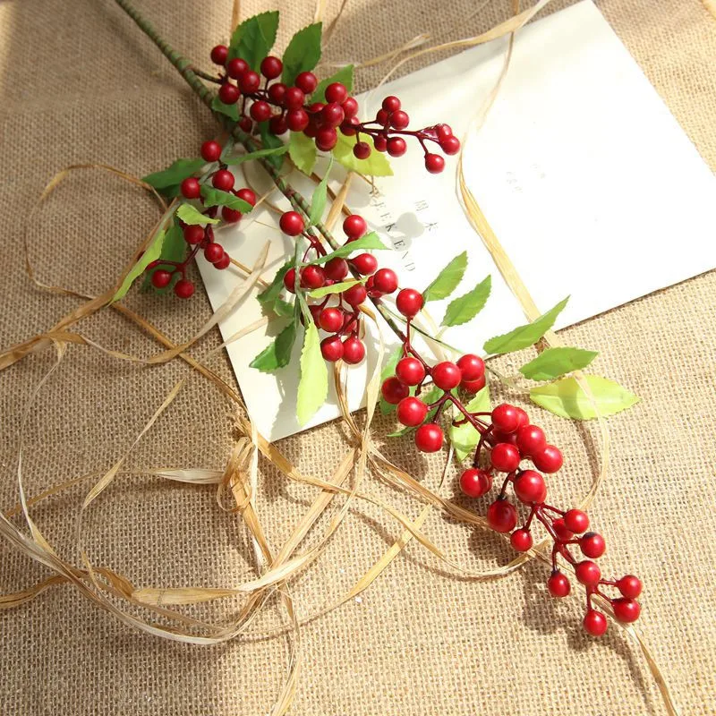 Рождественский ягодный искусственный цветок небольшой свежий поддельный цветочный узор домашнее декоративное свадебное украшение