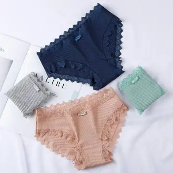 

Women Lace Sexy Panties Luxury Solid Cotton Underwear Low Waist Woman Briefs Female Slim Breathable Female Underpants Lady Panty