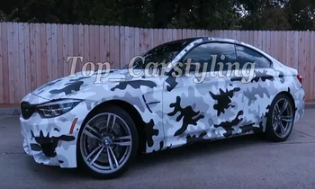 

Black White Camouflage Camo Vinyl Wrap Car Decal Film Sheet Air Release Self Adhesive Protwraps