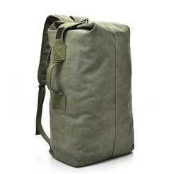 Men's Large Capacity Canvas Travel Backpack - Durable Mountaineering Hand and Shoulder Bag - Big 30x55x20cm (Army green)