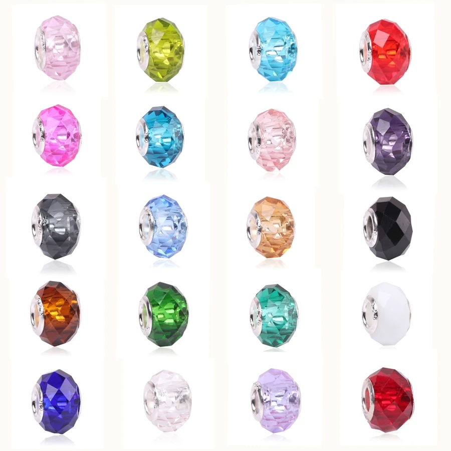 

2018 Various Colors Chamilia beads Cut Surface Solid Glass Fit Original Pandora Bead Bracelet For Women Charm DIY Jewelry