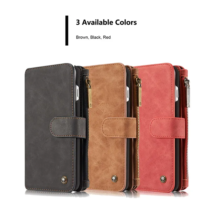 

sFor Apple iPhone 7 Plus Cases Luxury leather craft phone Cover Detachable 2-in-1 Wallet Magnet Flip Stent Card slot