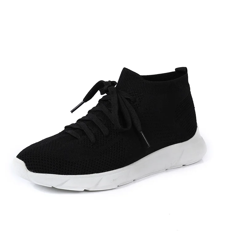 JINBEILEE New Sports Shoes Women's Running Flying Woven Shoes Breathable Mesh High To Help Casual Walking Shoes