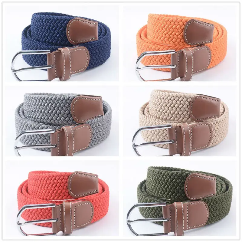 

(1 pcs/lot) Pure color woven belts with telescopic elastic high quality male and ladies waist belt fashion have temperament