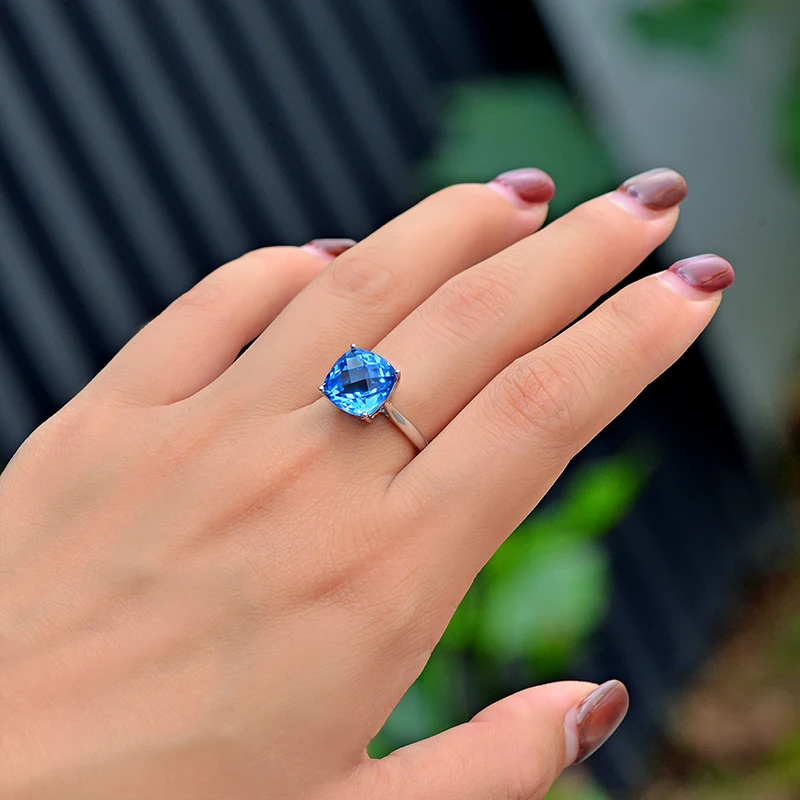 CAIMAO 6.65ct натуральное швейцарское голубое Шахматное ограненное 14K белое золото AU585