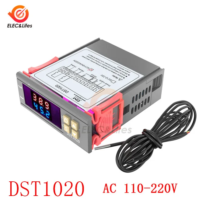 DST1000 DST1020 цифровой термостат Регулируемый переключатель контроля температуры комнатный термометр регулятор 220V 12-72VDC Морозильный вентилятор - Цвет: DST1020 AC 110-220V