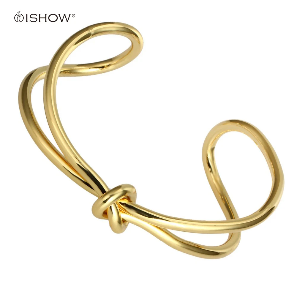 Twist Knot Open Bangle gold color Cuff Bangles Bracelets Gold Knot Cuff