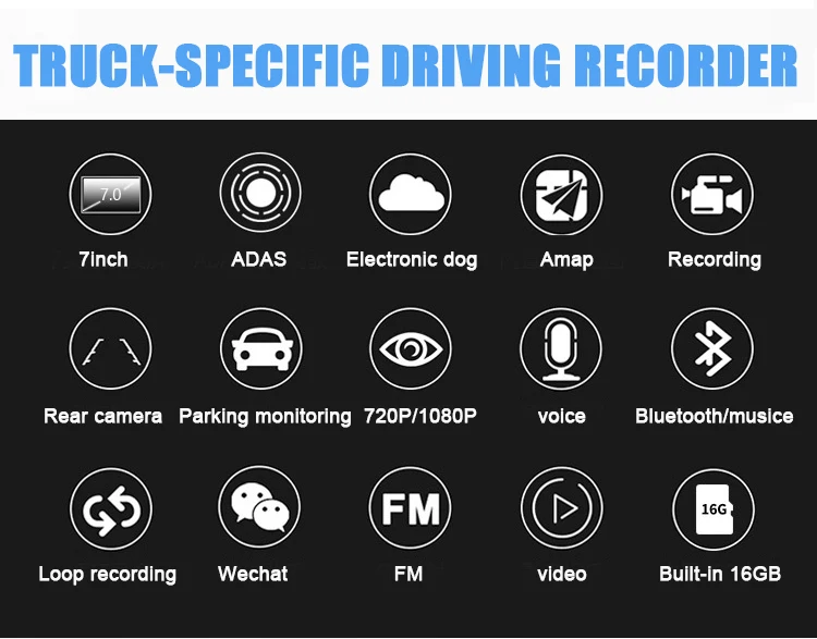 Z7 регистратор грузового автомобиля с 7 дюймовым монитором дисплей ADAS gps навигатор Автомобильный видеорегистратор с двойными линзами FM автомобильная Поддержка Bluetooth АМАП