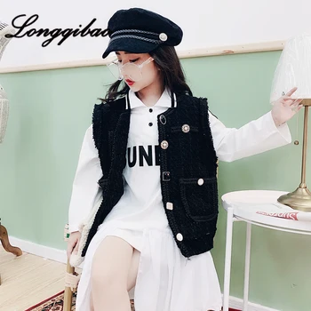 

Girls vest 2019 spring and autumn new Korean casual loose small fragrance wild cardigan shirt short jacket tide boy