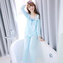 Женская Осенняя пижама с длинными рукавами, Хлопковая пижама, Женский пуловер для отдыха, пижамный комплект