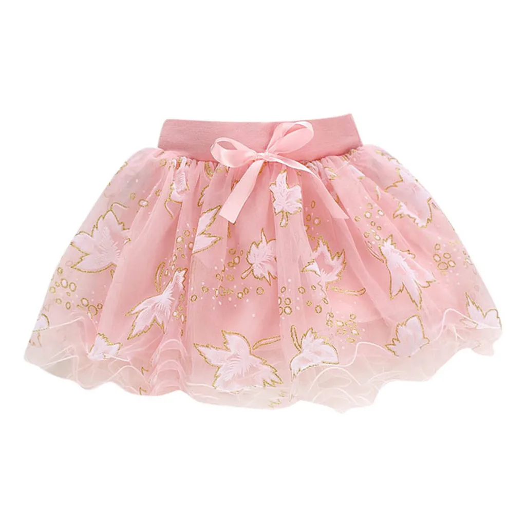 Pink Дети летняя юбка для маленьких девочек пышная короткая многослойная юбка бальное платье - Цвет: Pink