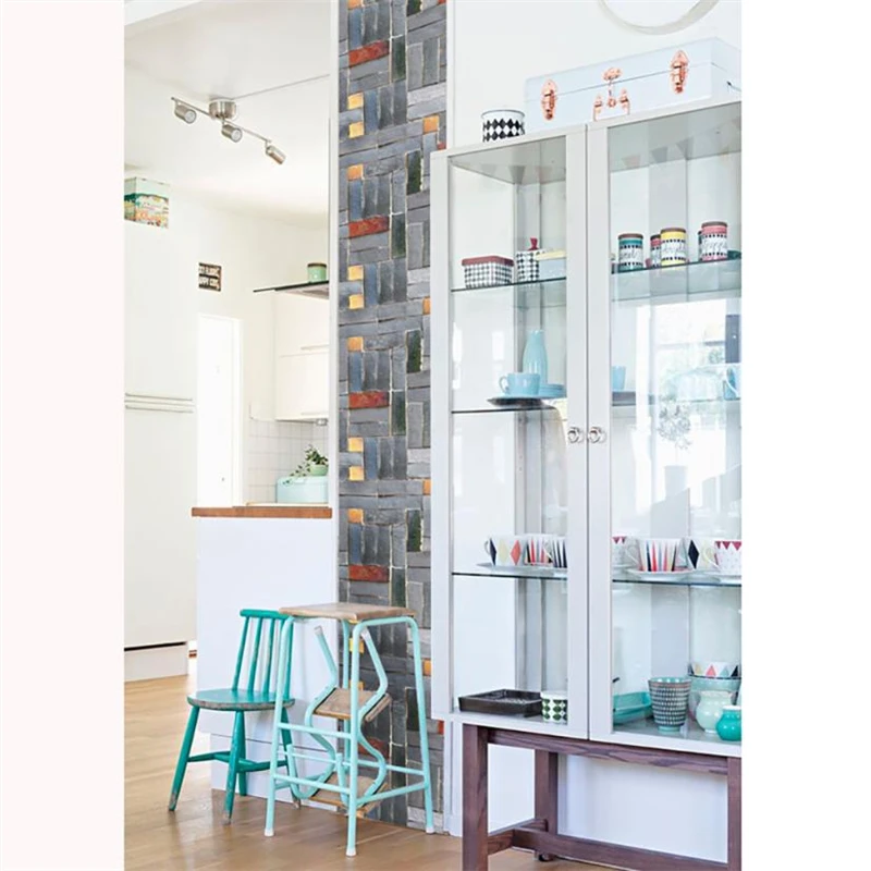 Removable  Natural Brick Self-adhesive Wallpaper DIY Wall Sticker Panels Decal Waterproof Room Decorations New hot saleC0306    04