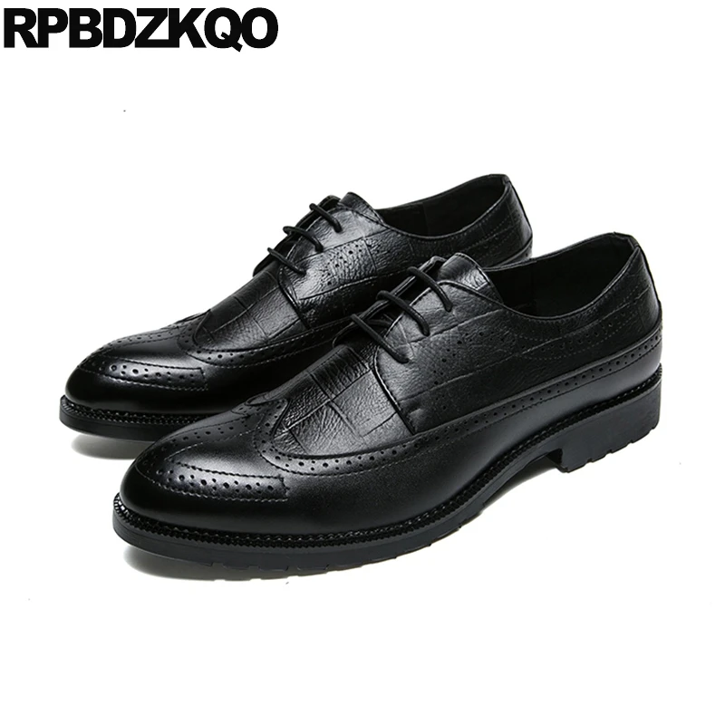 Prom Oxfords Pointed Toe Black Wingtip Dress Loafers Brogue Casual Brown Shoes Slip On Tassel Men Patent Leather British Style | Обувь