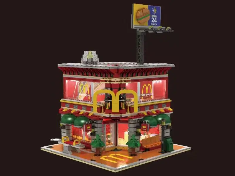 Вид на улицу города Рональд McDonalds Ресторан 4в1 колеса питание фигурки
