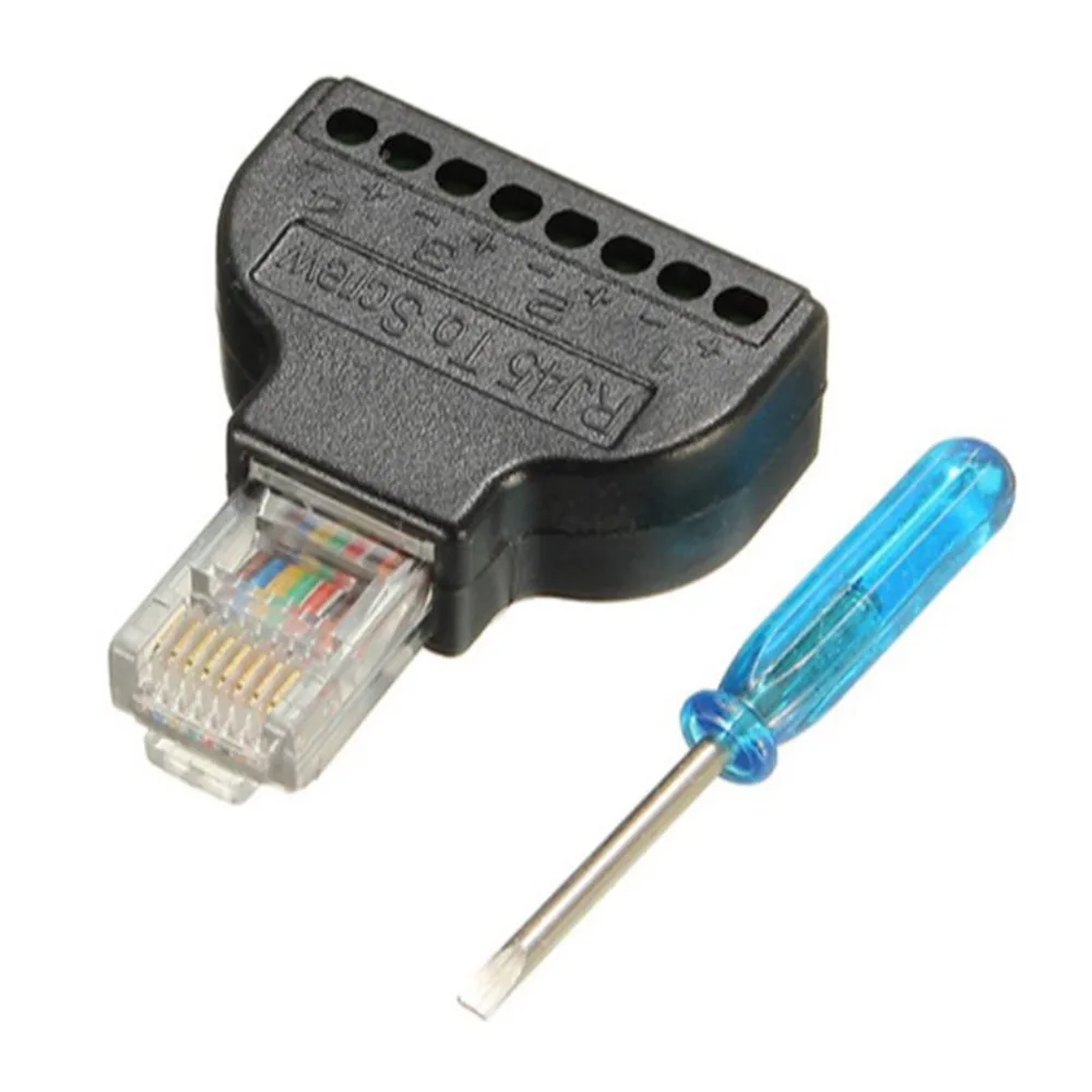 RJ45 8 Pin AV Terminal Screw Adapter With Screwdriver Computer Cables