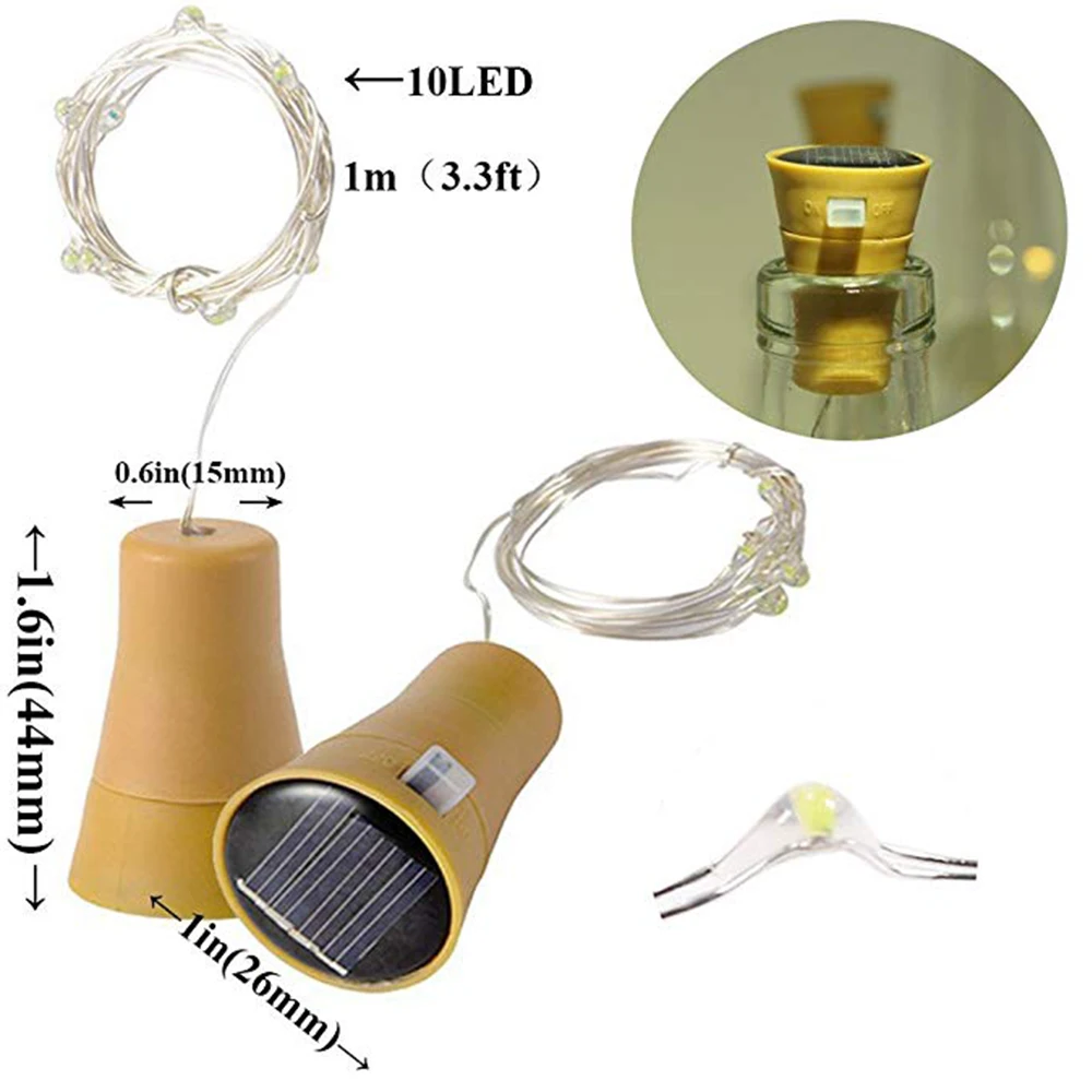 Coquimbo солнечные Мощность инструмент для установки пробок в бутылки огни для наружной отделки Водонепроницаемая гирлянда светильники в форме винных бутылок 1 м 10 светодиодов